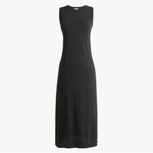 J.Crew Womens Knit Dress Black Size M Midi Cotton Sleeveless Side Slit NWOT